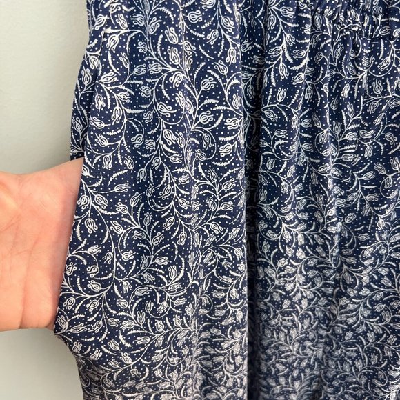 Diane Von Furstenberg Jumpsuit M Navy White Floral Off Shoulder Wide‎ Leg Womens - Picture 4 of 11